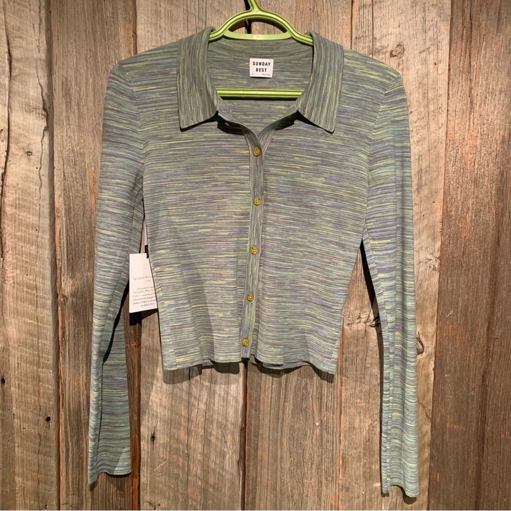 BNWT - Sunday Best Multicolor Striped Button-Down Crop Top